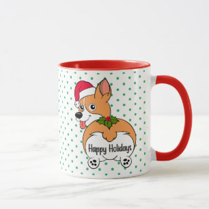 Caneca de Natal do Cão Corgi