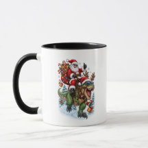 Caneca de Natal do Papai Noel Groovy T-Rex