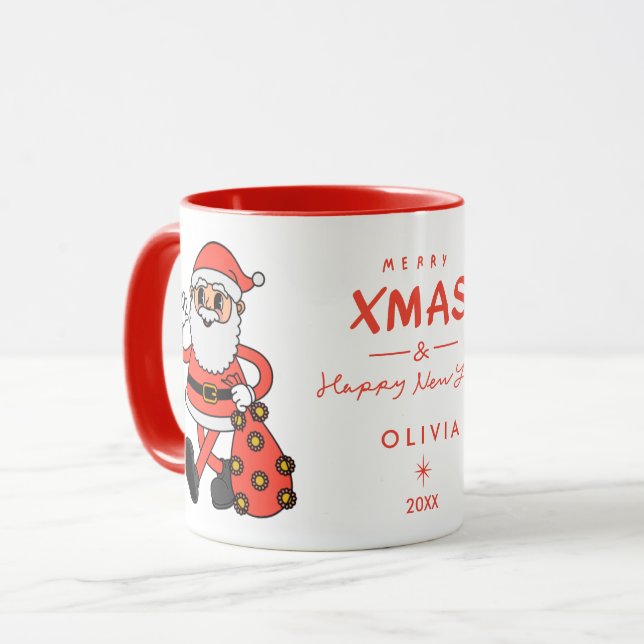 Caneca de Natal do Papai Noel | Personalizada  (Frente Esquerda)