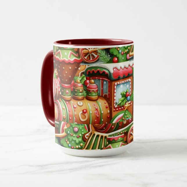 Caneca de Natal do Trem de Pão de Mel (Frente Esquerda)