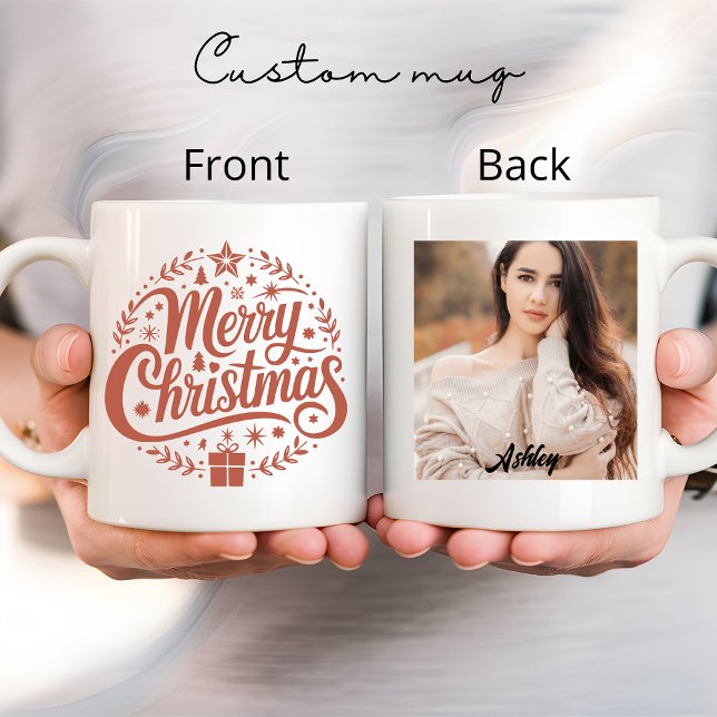 Caneca de Natal feliz, foto personalizada e caneca (merry Christmas mug, custom photo mug, personalized name mug, custom Christmas mug, festive holiday)