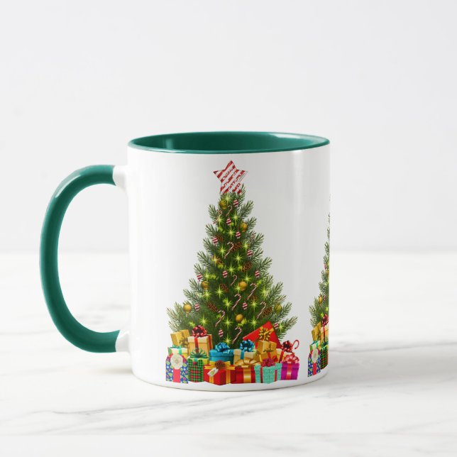 Caneca de Natal Festiva com presentes 2025 (Esquerda)
