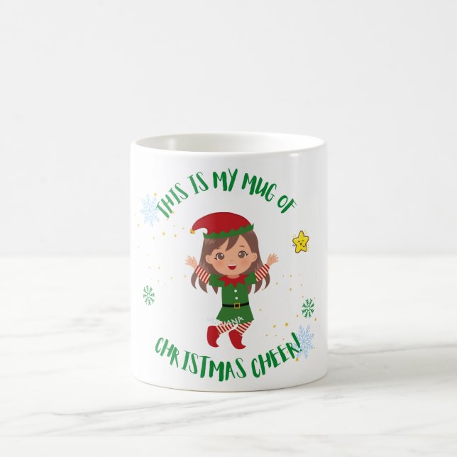 Caneca de Natal Festiva: Design de Elf Adorável pa (Centro)