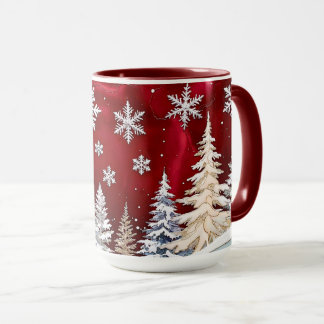 Caneca de Natal Floresta de Inverno Floco de Neve