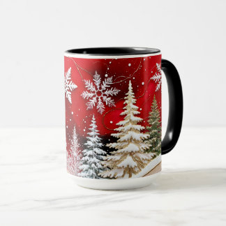 Caneca de Natal Floresta de Inverno Floco de Neve