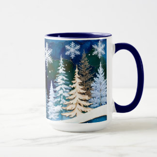 Caneca de Natal Floresta de Inverno Floco de Neve