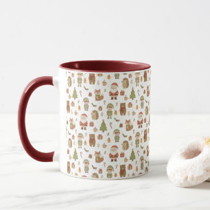 Caneca de Natal Floresta Desenhada à Mão