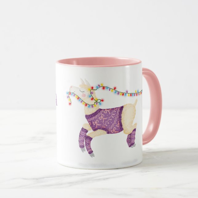 Caneca de Natal fofa Fa-la-la-la-llama (Frente Esquerda)