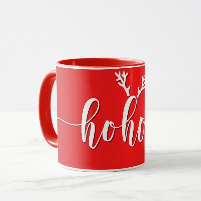 Caneca de Natal HO HO HO (Frente Esquerda)