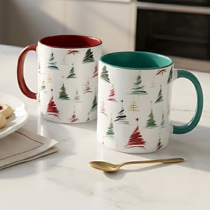 Caneca de Natal Moderna de Duas Cores