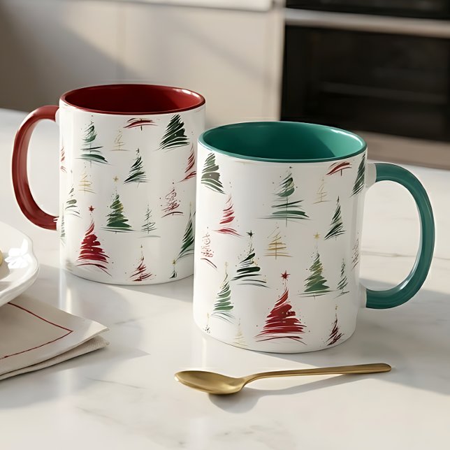 Caneca de Natal Moderna de Duas Cores (Criador carregado)