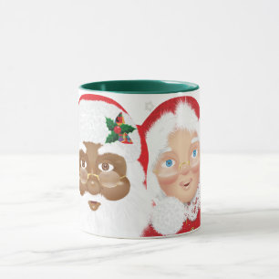 Caneca de Natal Papai Noel e Sra. Claus Afro-Ameri