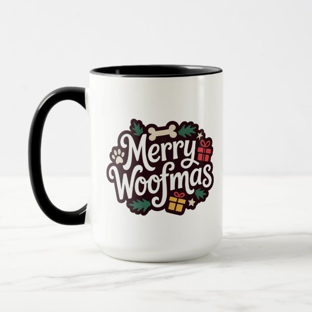 Caneca de Natal para Amantes de Cachorros Feliz Wo (Esquerda)