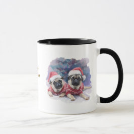 Caneca de Natal para Amantes de Cachorros/Pug