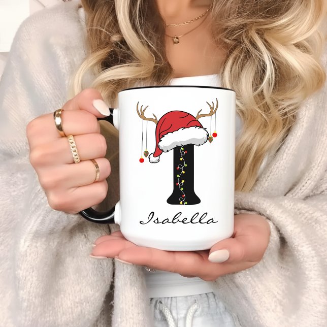 Caneca de Natal Personalizada em Quantidade para F (personalized christmas mug, christmas alphabet mug, family christmas mug, santa claus mug for women,)