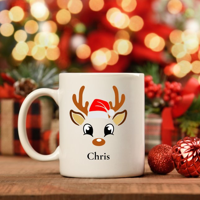 Caneca de Natal Personalizada para a Reindeer Sant (Criador carregado)