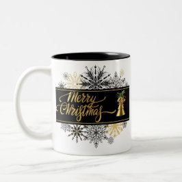 Caneca de Natal Preta e Dourada