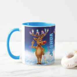 Caneca de Natal, Rudolph e luzes. Caneca