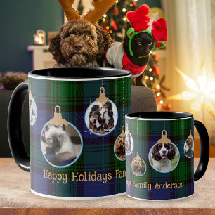 Caneca de Natal, Tartan Baubles Kids Pets Mug