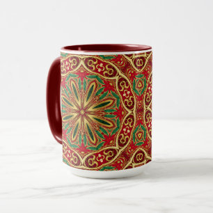 Caneca de Natal Vermelho Dourado Festa