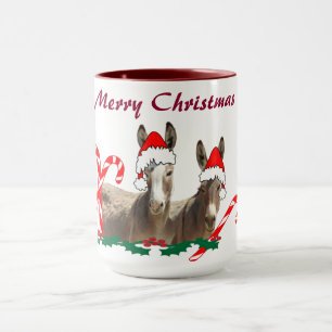 Caneca de Natal, vida selvagem, burros
