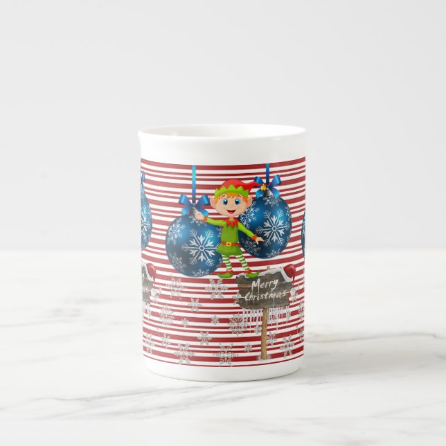 Caneca de Natal, Vintage, Feliz Elfo de Natal (Frente)