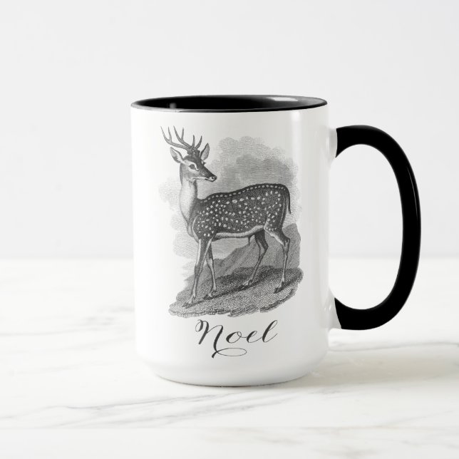Caneca de Noel com uma bela gravação de veado anti (Direita)