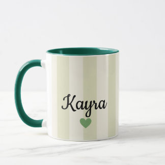 Caneca de Nome Personalizado | Listras Verde Salvi