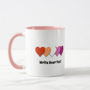 Caneca de orgulho lésbico com corações