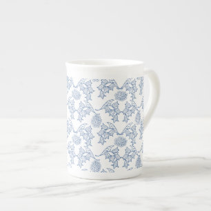 Caneca de Osso de Porcelana com Estampa Floral Étn