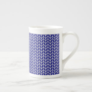 Caneca de osso de porcelana em malha azul real