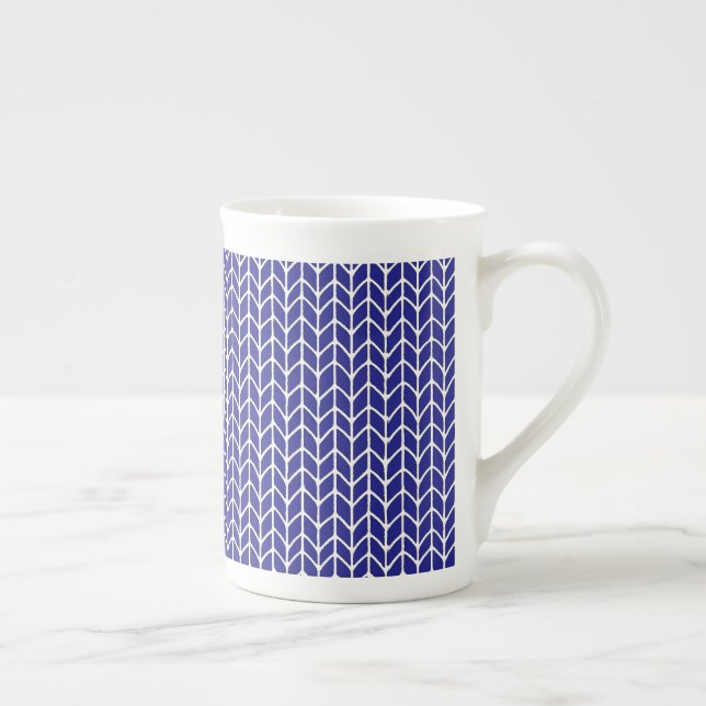 Caneca de osso de porcelana em malha azul real (Direita)