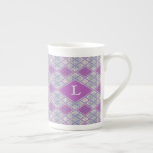 CANECA DE OSSO DE PORCELANA LILAC ARGYLE KNIT + In