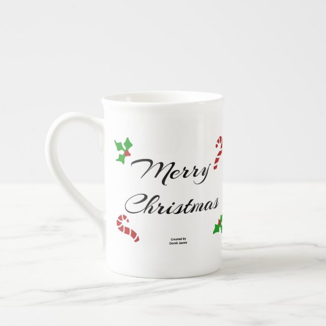 Caneca de Osso de Porcelana Votos de Natal (Esquerda)