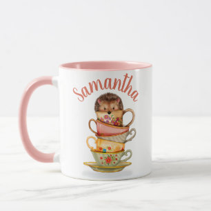 Caneca de ouriço personalizável e xícaras colorida