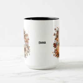 Caneca de outono personalizada com fantasma fofo e