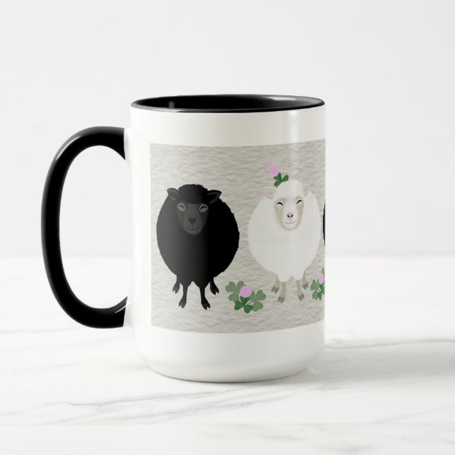 Caneca de Ovelha Preta e Branca (Esquerda)
