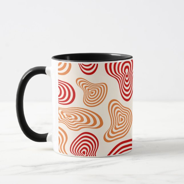Caneca de Padrão Abstrato Retro Ondulado (Esquerda)