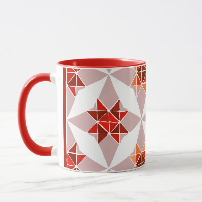 Caneca de padrão laranja vermelho (Esquerda)