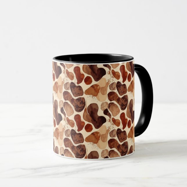 Caneca de Padrão Orgânico Contemporâneo – Tons Ter (Frente Esquerda)