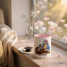 Caneca de Pássaro de Formatura Rosa Fofa