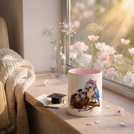 Caneca de Pássaro de Formatura Rosa Fofa