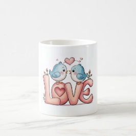 Caneca de Pássaros de Amor Fofo - Xícara de Café p