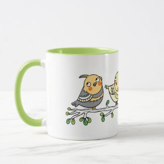 Caneca de Pássaros de Desenho Animado Fofos, Ilust