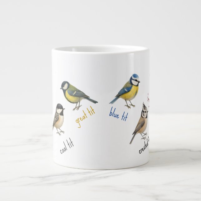 Caneca de Pássaros – Xícara de Café Aquarela de Pá (Frente)