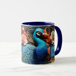 Caneca de Pavão com Monograma Personalizado Deslum
