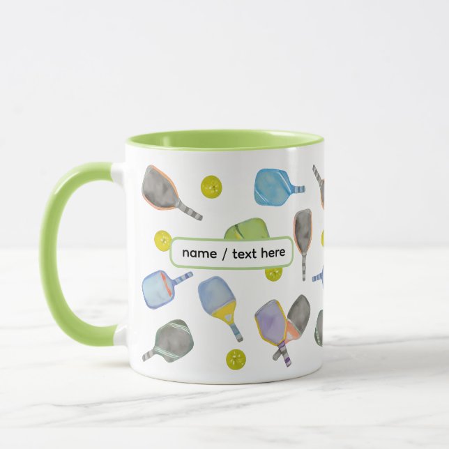 Caneca de Pickleball – Padrão de Raquete Divertido (Esquerda)