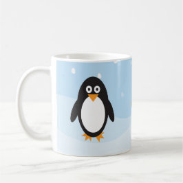 Caneca de pinguim personalizada com fundo de neve