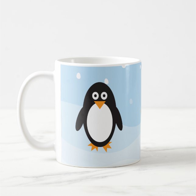 Caneca de pinguim personalizada com fundo de neve (Esquerda)