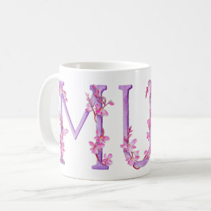 caneca de pintura de orquídea de texto mãe